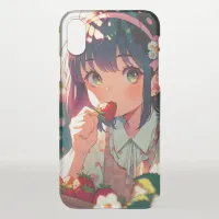 Cute Anime Girl Eating Strawberries | Summer Day iPhone XS Case