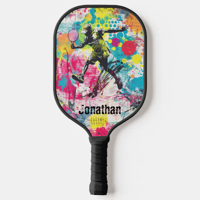 Sporty Graffiti of Man Playing Pickleball Paddle