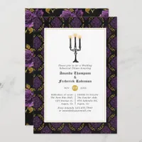 Purple and Gold Gothic Wedding Rehearsal Dinner Invitation