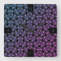 Blue Purple Pink Abstract Square Wall Clock