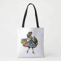 Let's Go Shopping! Personalized Retro Tote Bag