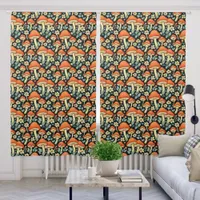 Retro Mushrooms Vintage Flowers Blackout Curtains