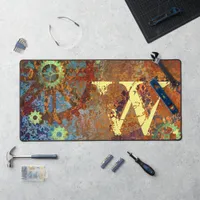 Personalized Steampunk Rusty Clockwork Gears Desk Mat