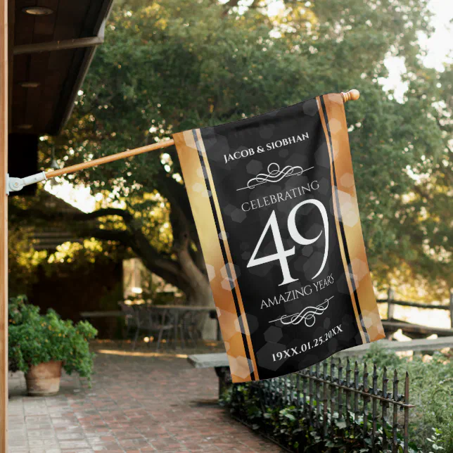 Elegant 49th Copper Wedding Anniversary House Flag