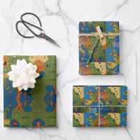 Fun colourful kids world map  wrapping paper sheets