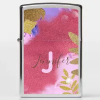 Modern Glam Abstract Pink Gold Shimmering Glitter Zippo Lighter