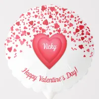  Valentine's Day Red Confetti Hearts Personalized Balloon