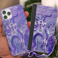 Unique purple flowers on marble iPhone Case