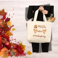 Happy Thanksgiving, Friendsgiving Monogram | Large Tote Bag