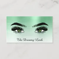 *~* Lashes QR Brows Extensions GREEN glitter Business Card