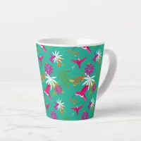 Hummingbirds Pink Purple Green Blue Tropical Latte Mug