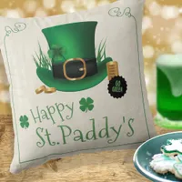 Leprechaun Hat Happy St. Paddy's ID636 Throw Pillow