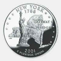 Faux New York State Quarter Sticker
