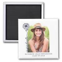 Navy Blue Handwritten Floral Arch Graduation Magnet