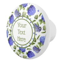 Blue Hydrangeas Ceramic Knob