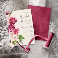 Roses Burgundy/Cream Wedding Bridal Shower ID584 Invitation