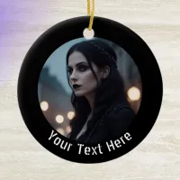 Stylish Gothic Black Emo Personalized Photo Text Ceramic Ornament