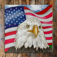 Hand Drawn Bald Eagle and American Flag Patriotic Jigsaw Puzzle
