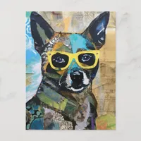 The Cute Dog in Yellow Glasses Collage Postcard