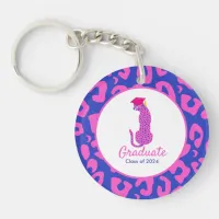 Pink Graduation Leopard Keepsake  Keychain