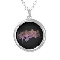 Orchid Ipanema shadow on a dark background Silver Plated Necklace