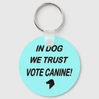 Vote Dog with Black Text Keychain