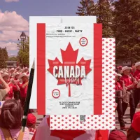 Red Maple Leaf Flag Canada Day Party Invitation