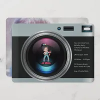 Retro Camera Selfie Birthday Party Photo Invitation