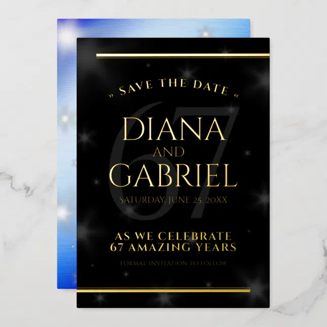 67th Star Sapphire Anniversary Save the Date Foil Invitation