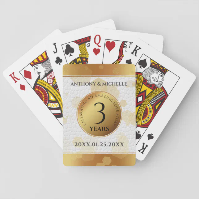 Elegant 3rd Leather Wedding Anniversary Poker Cards