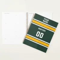 Sports Team Your Name Number Green Gold White Planner