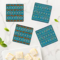 Southwest Mountain Peaks Geometric Pattern Coaster Set