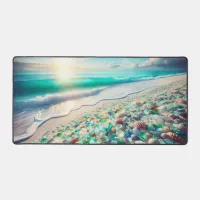 Pretty Ocean Beach with Sea Glass   Desk Mat