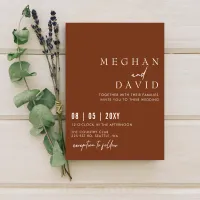 Elegant Handwritten Simple Terracotta Wedding Invitation