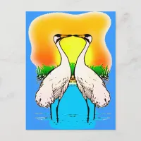 Whopping Cranes in Love Postcard