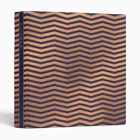 Girly Rose Gold Foil Chevron on Navy Blue 3 Ring Binder