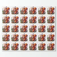 Happy Birthday Squirrel Cute Cartoon Wrapping Paper