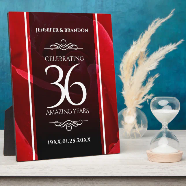 Elegant 36th Rose Wedding Anniversary Celebration Plaque