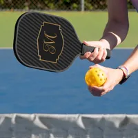 Elegant, Sophisticated Striped Monogram  Pickleball Paddle