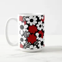 Pretty Floral Pattern in Red, Black and White Coffee Mug