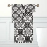 Black & White Seashell  Bath Towel Set