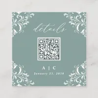 Elegant Sea Green QR Code Wedding Details Enclosure Card