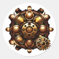 Steampunk Gears Copper and Gold Metal Classic Round Sticker