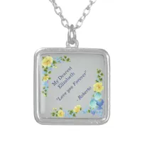 Yellow Buttercups and Blue Iris Necklace