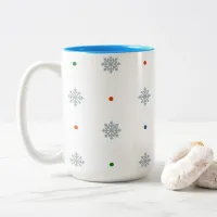 Christmas snowflakes and dots pattern Two-Tone coffee mug