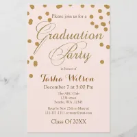 Budget Blush Gold Glitter Graduation Invitation