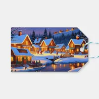 Enchanting Snow-Covered Village Winter Wonderland Gift Tags