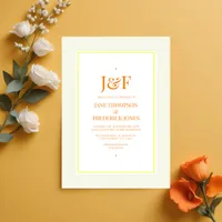 Trendy Typography Yellow, Orange and Ivory Wedding Invitation