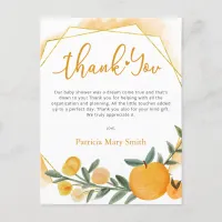 Little Cutie Orange Baby Shower Thank You Postcard