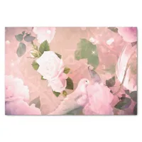 Vintage Retro Elegant Dove Feathers Roses Tissue Paper